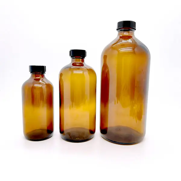 0.2oz 1oz 2oz 4oz 8oz 16oz 32oz Clear  Amber Boston Round Glass Bottle Lower Price
