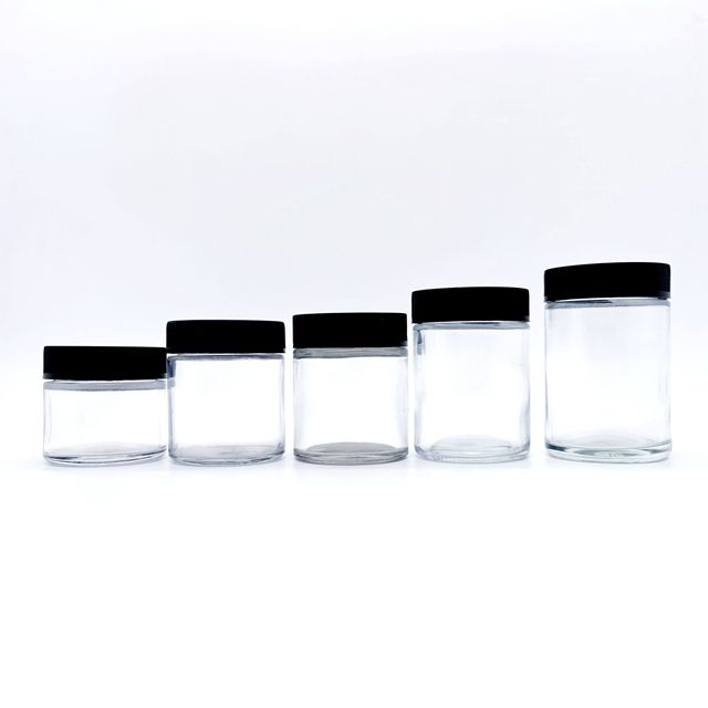 1 oz 2 oz 3 oz 4 oz 6 oz 8 oz 16 oz 3.5g Airtight clear Child Resistant Glass Jar Flower Jar Packaging Containers With CR Lids