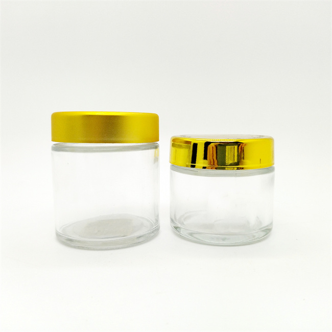 1oz 2oz 3oz 4oz Custom Flower Stash Smell Proof Container Wide Mouth Child Proof Glass Jar With Child Resistant UV Metal Cap