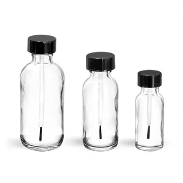 1/2  oz 2 oz  4 Ounce  1 Oz. Flint Boston Round With Brush Cap 15ml for Cosmetic Packaging
