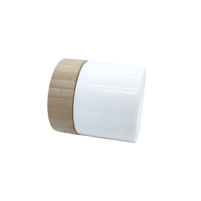 Child-Resistant Round Cream Container Dry Flower Ceramics Glass Jar With Bamboo Lid for Food Use