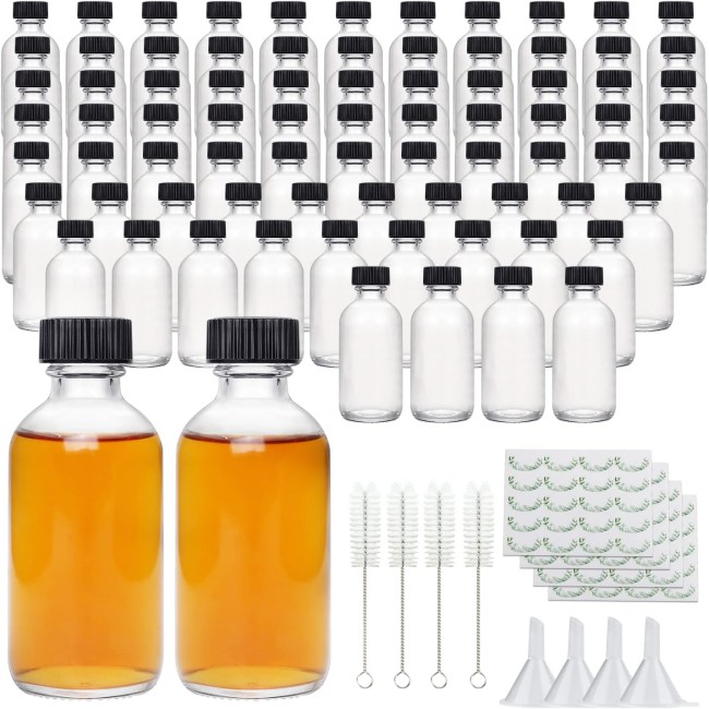 Wholesale 4oz 8oz 16oz 32oz Boston Round Glass Bottles With Twist Lid Standard Sizes for Beverages Screw Cap Sealing 30ml Volume