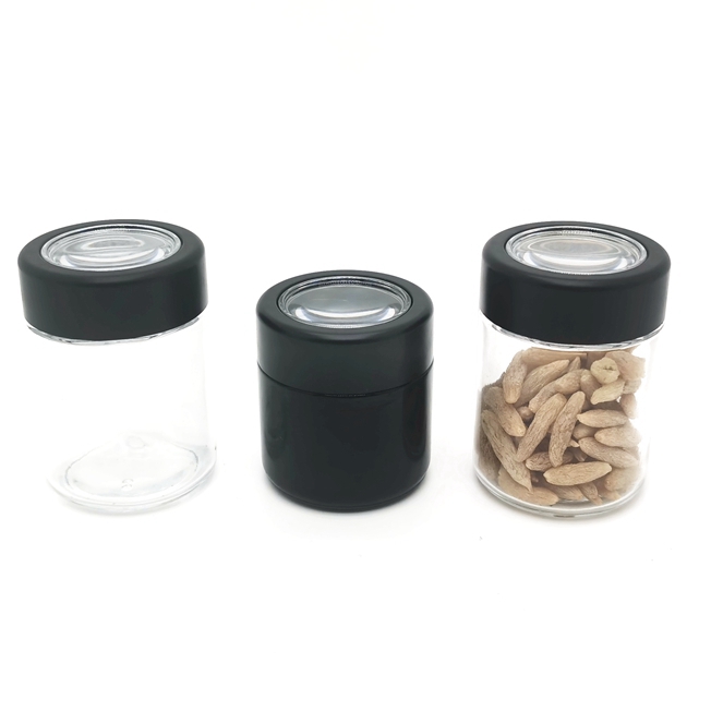 Recyclable 2oz 3oz 4oz Child Resistant Glass Container clear Magnifying Smell Proof Glass Jar With Magnifying Lid