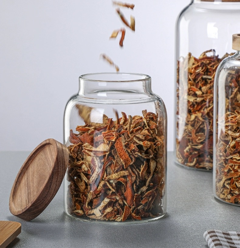 Wholesale 1300ml 2000ml 2800ml Air Tight Wide Mouth Acacia Lid High Borosilicate Empty Glass Food Storage Jar