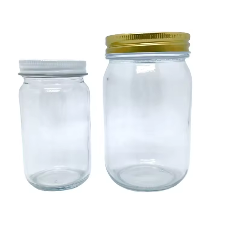 Glass Mayo Jar 4 Oz 8oz 12 Oz 16 Oz 32 Oz 300ml Glass Mason Jar With Metal Lid Wide Mouth Canning Jam Jar