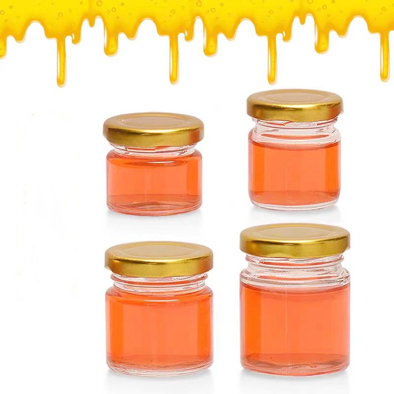 Hot Sale 25ml 1.5oz 50ml 100ml 150ml  Mini Round Spice Pickle Jam Jelly Bottle Food Storage Container Honey Jar Glass