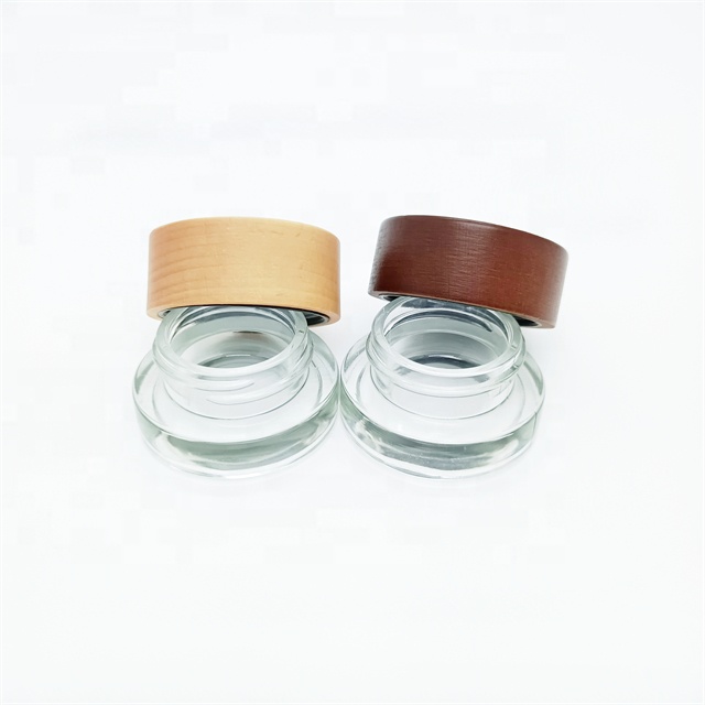 5ml 7ml 9ml Transparent Glass Concentrate Jar With Bamboo Child Resistant Lid