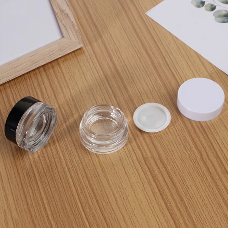 Round Black White Glass Jar Custom Child Resistant Concentrate Containers Glass Jar Packaging Child Proof Concentrate Glass Jar