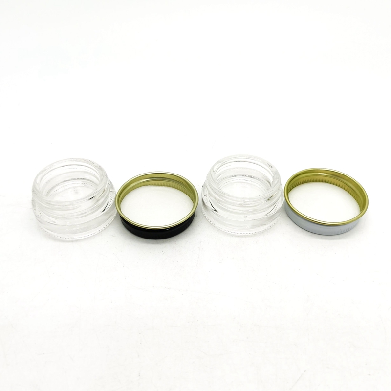 Recyclable Mini Round Glass Jar Concentrate Oil Container Child Resistant Glass Cream Jar With Metal Cap