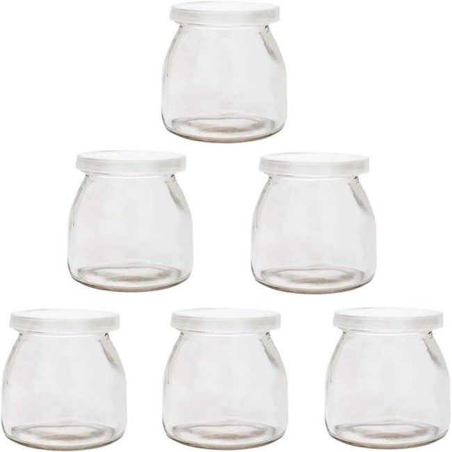 Replacement 200ml Yogurt Glass Jars PE Plastic Cap Yogurt Maker Custom Logo Hot Stamping Surface 100ml 150ml Options Available