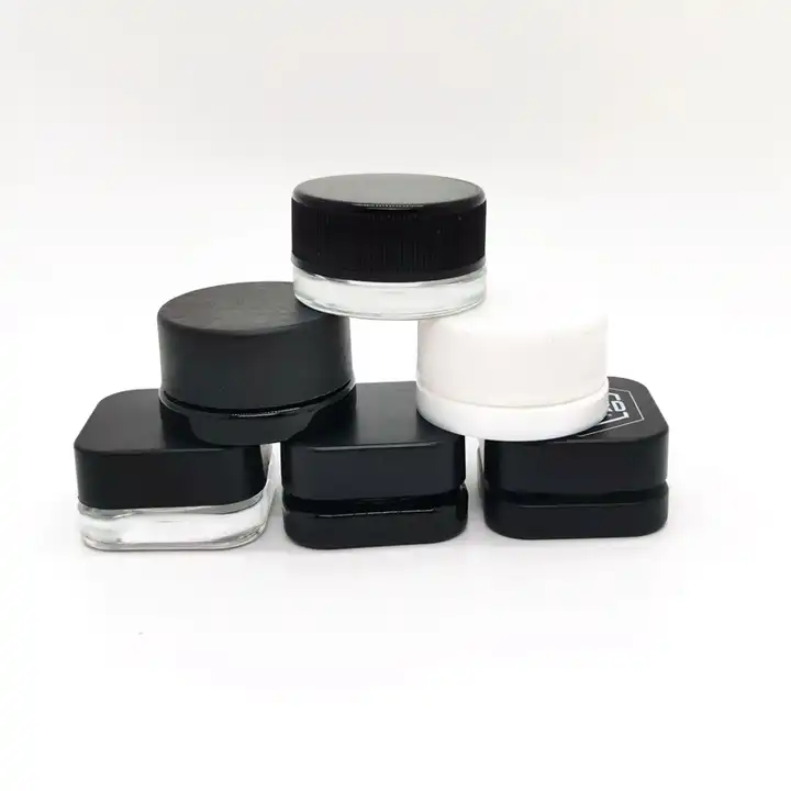 5g 9g Child Resistant 5ml 9ml Black Round Glass square Eye Cream Jar Childproof Concentrate Cube Flower Container Jars