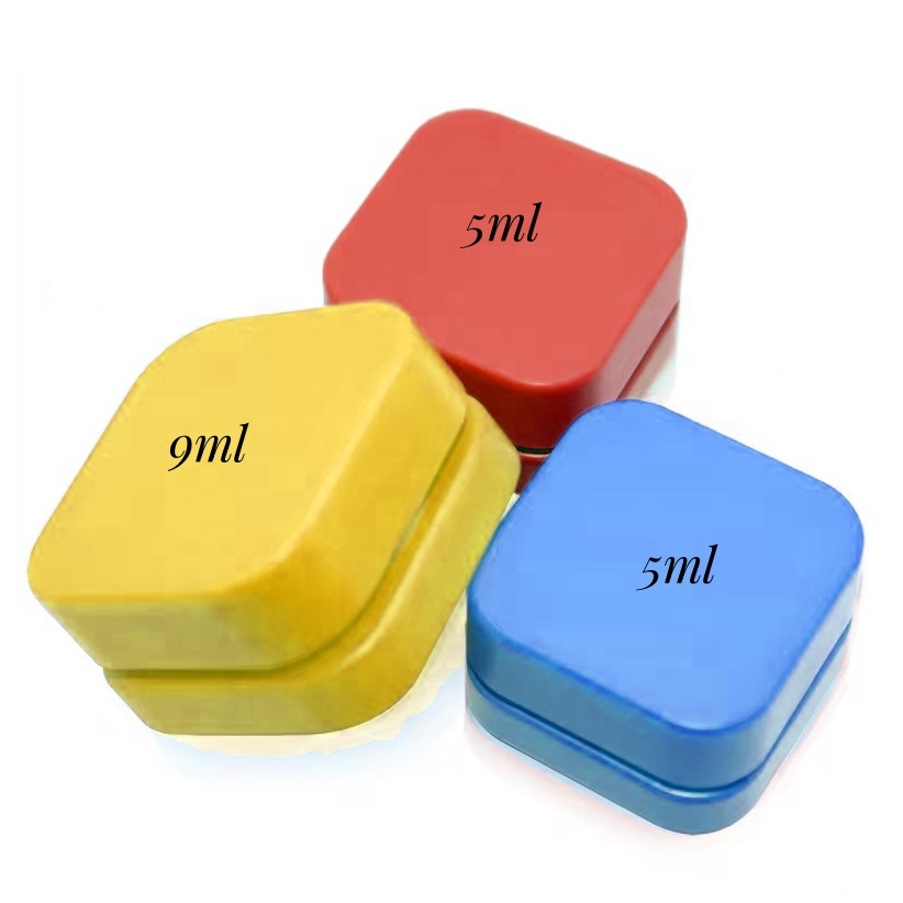5ml Thick Black Blue Glass Cube Square Containers Cosmetic Concentrate Jars With Plastic Child Resistant Lids for Oil Lip Balm