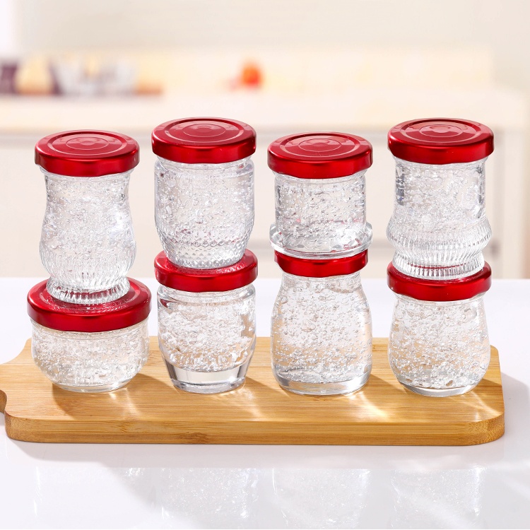 Recyclale 45ml 75ml 100ml Bird's Nest Honey Jelly Use Storage Round Glass Honey  Jar With Gold/red / Metal Lid