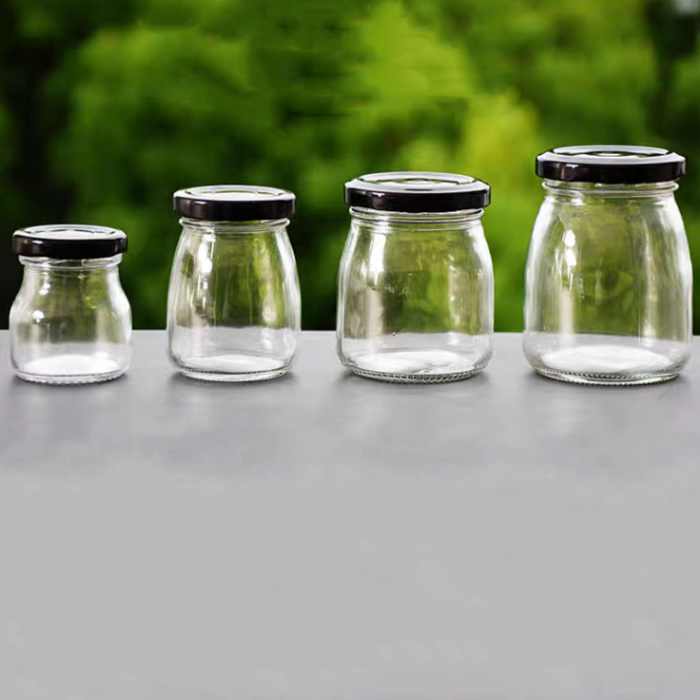 Hot Sales Stock Pudding Yogurt Glass Jars 100ml 150ml 200ml With Plastic or Cork or Screw Tinplate Lid