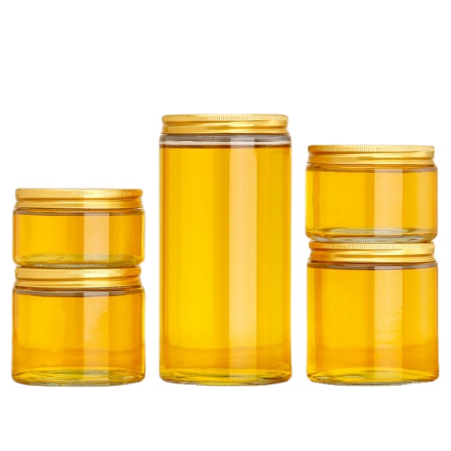 Wide Mouth Clear Straight Sided Storage Bottle 200-1000ML Glass Jar With Metal Lid or Plastic Lid