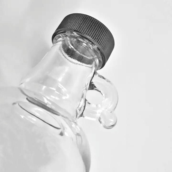 8OZ  250ml 16OZ 500ml  Glass Gallon Jug Style Bottle Empty Mini Sugar Cough Maple Syrup Liquor Bottle  With Handle