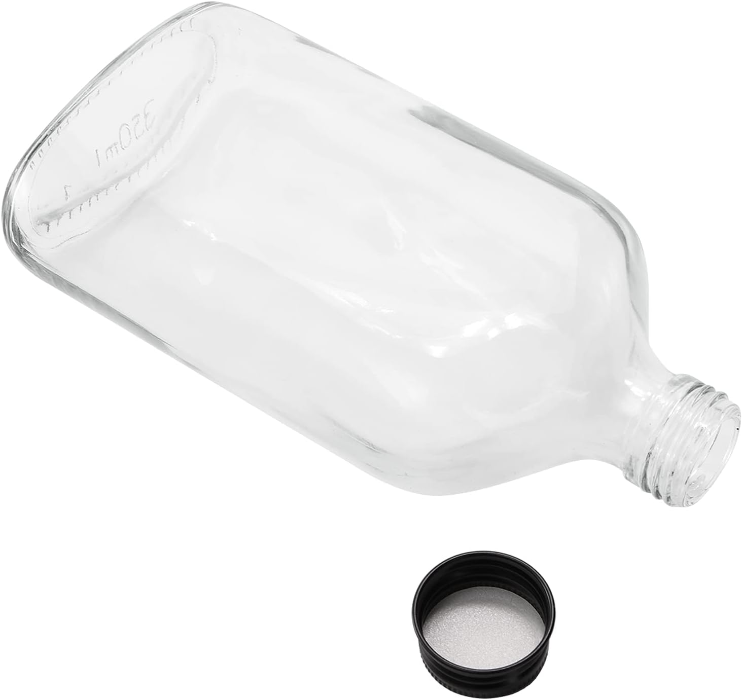 Hot Sale 100ml 200ml 350ml 500ml Flat Square Clear Cold Liquor Beverage Juice Coffee Wine Glass Flask Bottle With Aluminum Cap