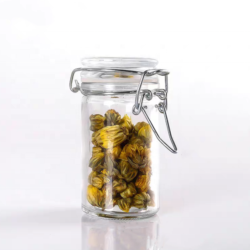 Wholesale 5oz Metal Clip Clamp Top Small Glass Jars for Storage Food Containers