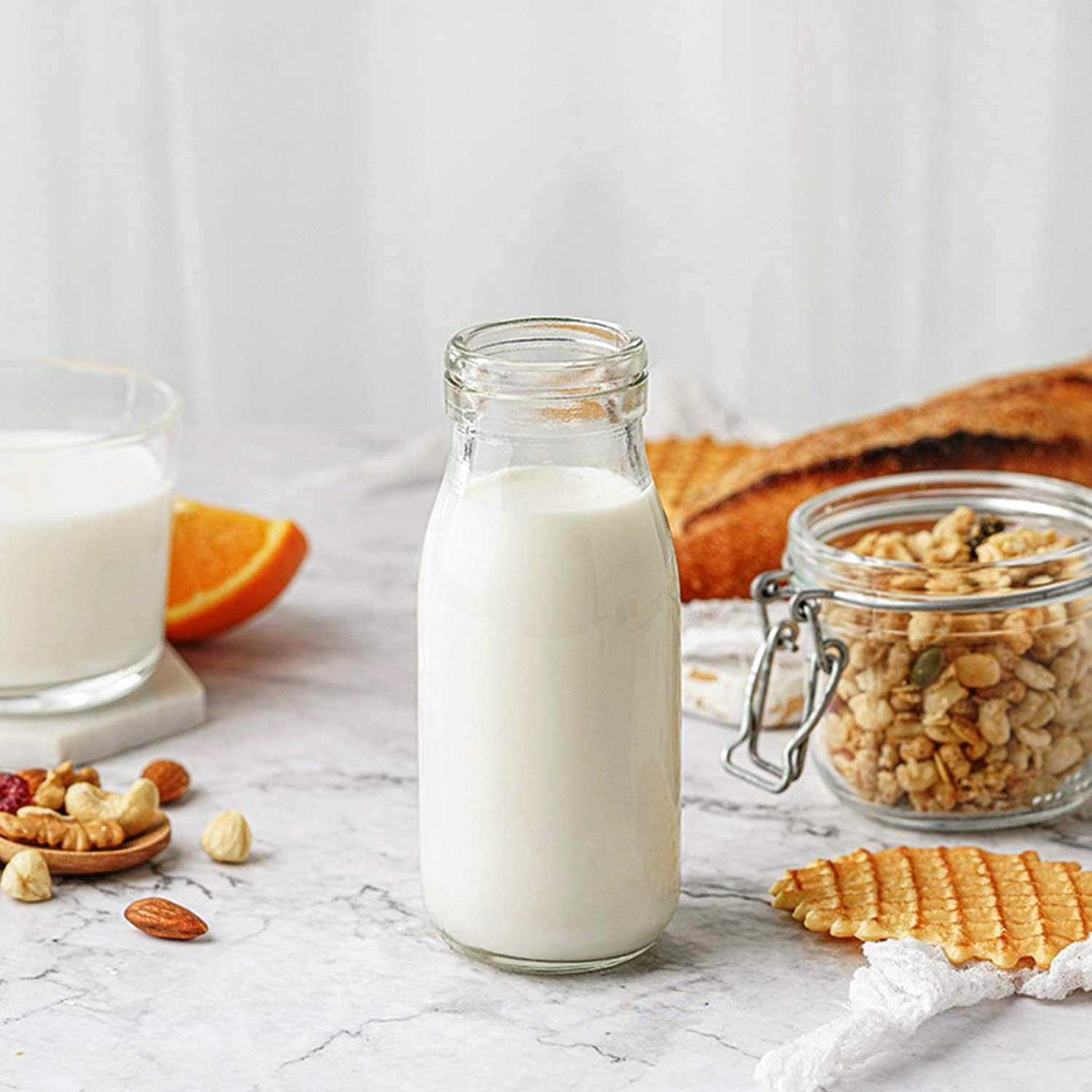 250ml 300ml 500ml 750ml 1l Clear Juice Glass Milk Bottle With Metal Lid