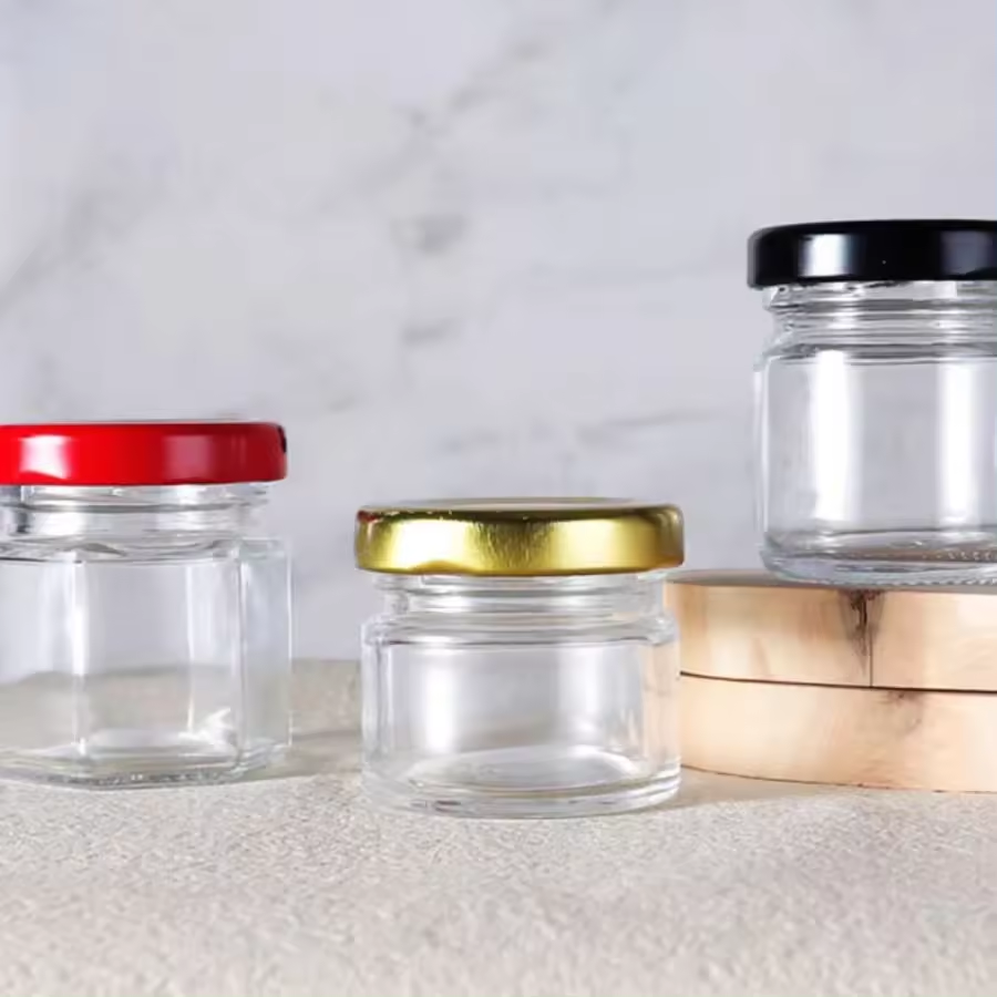 Wholesale Round Clear Food Storage Honey Jams Glass Jars With Metal Lids