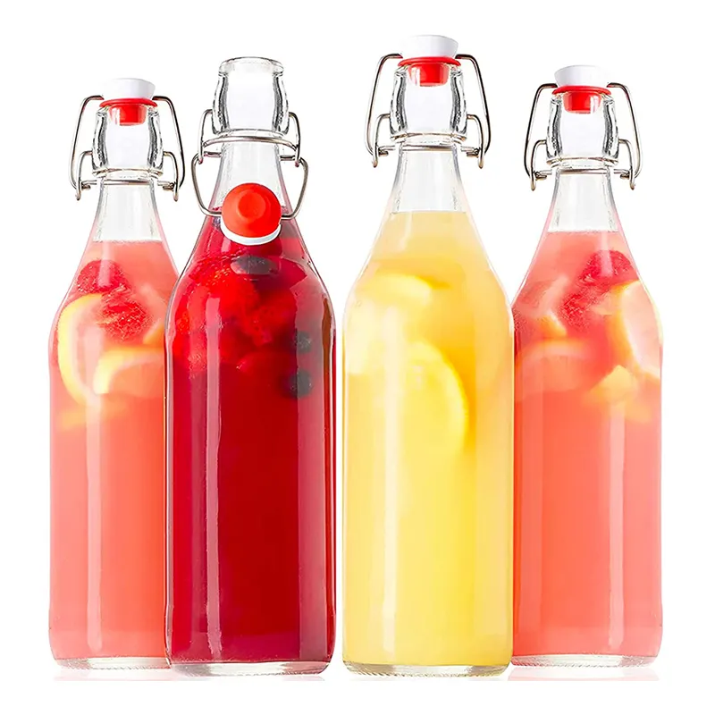 Wholesale Ez Cap Swing Glass Bottle 250ml 500ml 750ml 1000ml 1l Empty Clear Glass Kombucha Bottles Glass Swing Top Bottles