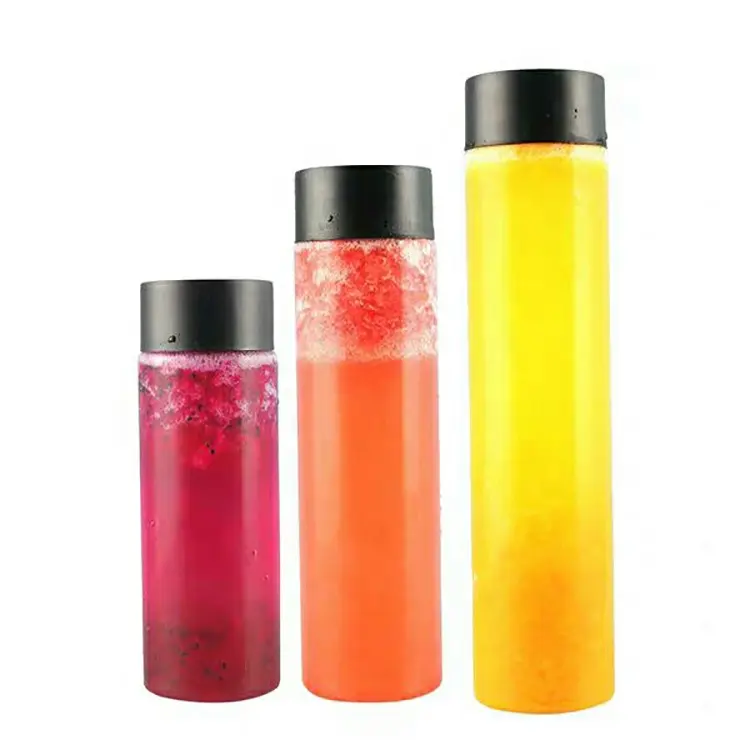 Hot Sale Clear 300ml 500ml 800ml Empty Voss Glass Bottle for Juice Water Milk Drinks Soda With Plastic Cap