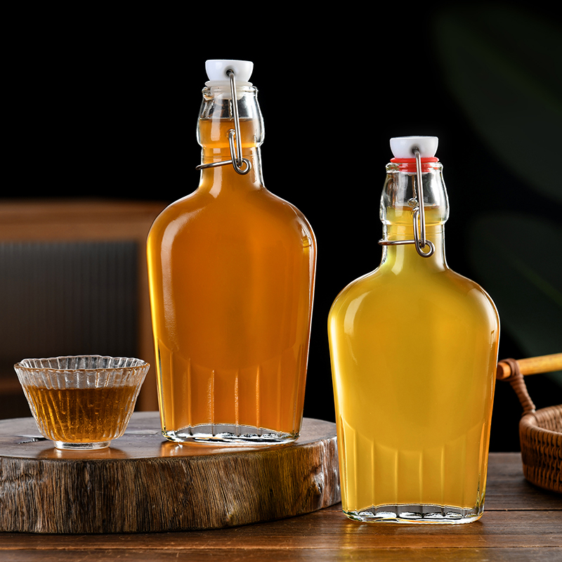 Pocket Glass Flasks 8.5 Oz Glass Vanilla Extract Bottles With Swing Top Flask for Liquids,whiskey, Liquor, Wine,water Leak Proof
