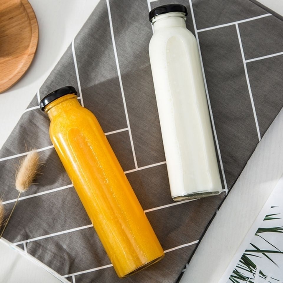 Recyclable Empty Beverage Milk Fruit Juice Drink Glass Bottles Clear Screw Cap 250ml,280ml,300ml,350ml,420ml,500ml,730ml ,1000ml