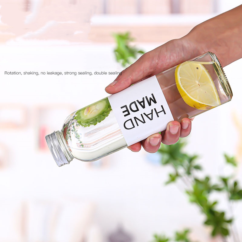 Recyclable Round Glass Juice Bottle 250ml 500ml 750ml 1000ml Drinking Beverage Glass Bottle for Juice With Cap