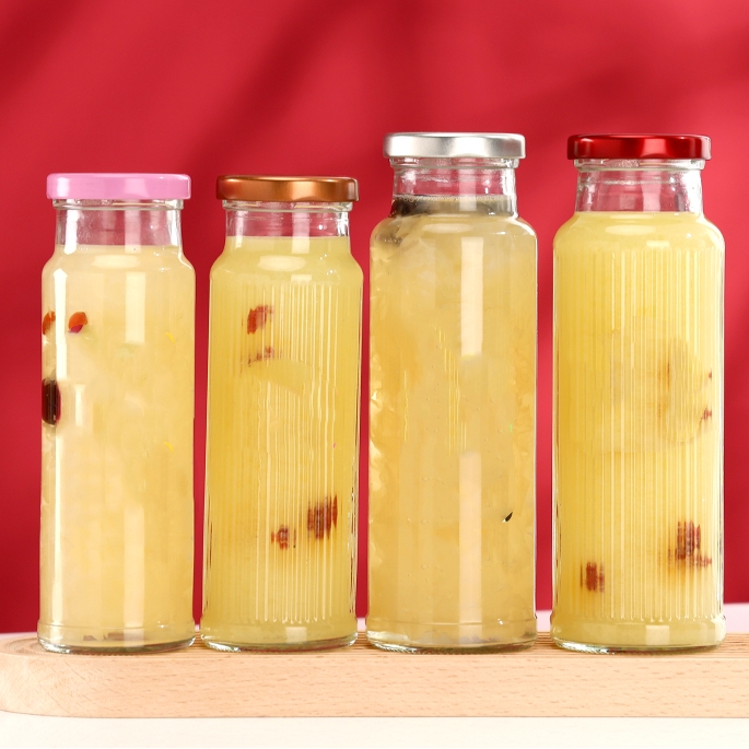 Flint Clear Cylinder Lug Lid 16 oz 500ml Beverage Juice Containers Glass Bottle for Water Lemonade Glass Bottles 500 ml