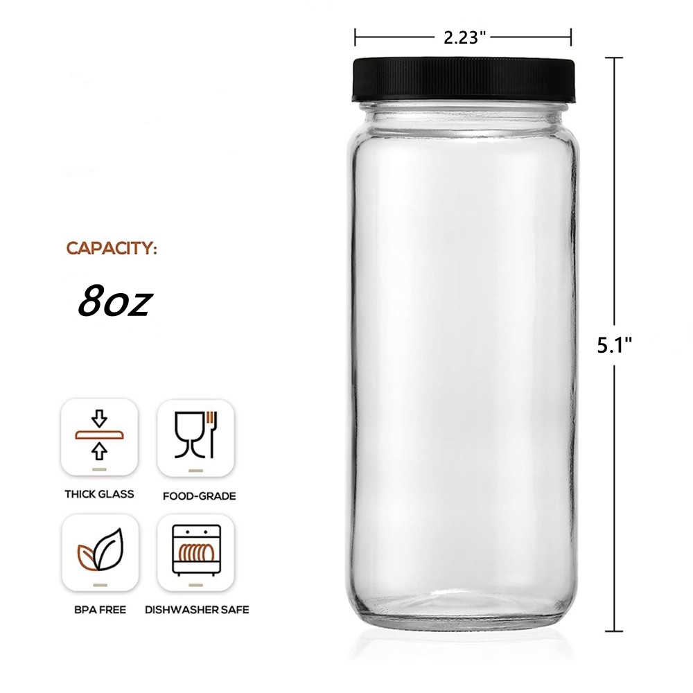 500ml Square Glass Bottle Juice Beverage Bottle With Plastic Cap