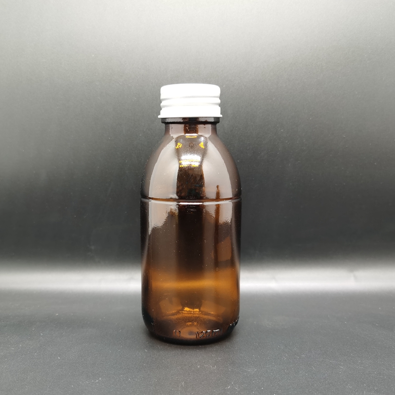 125ml Amber Glass Bottle With 100ml Read Line for Syrup, Liquid Medicine, Beverage
