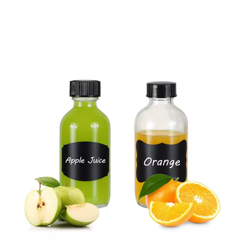 2oz 4oz 6oz 8oz 12oz 16oz Glass Juicer Bottles French Square Bottles With Plastic or Metal Lid