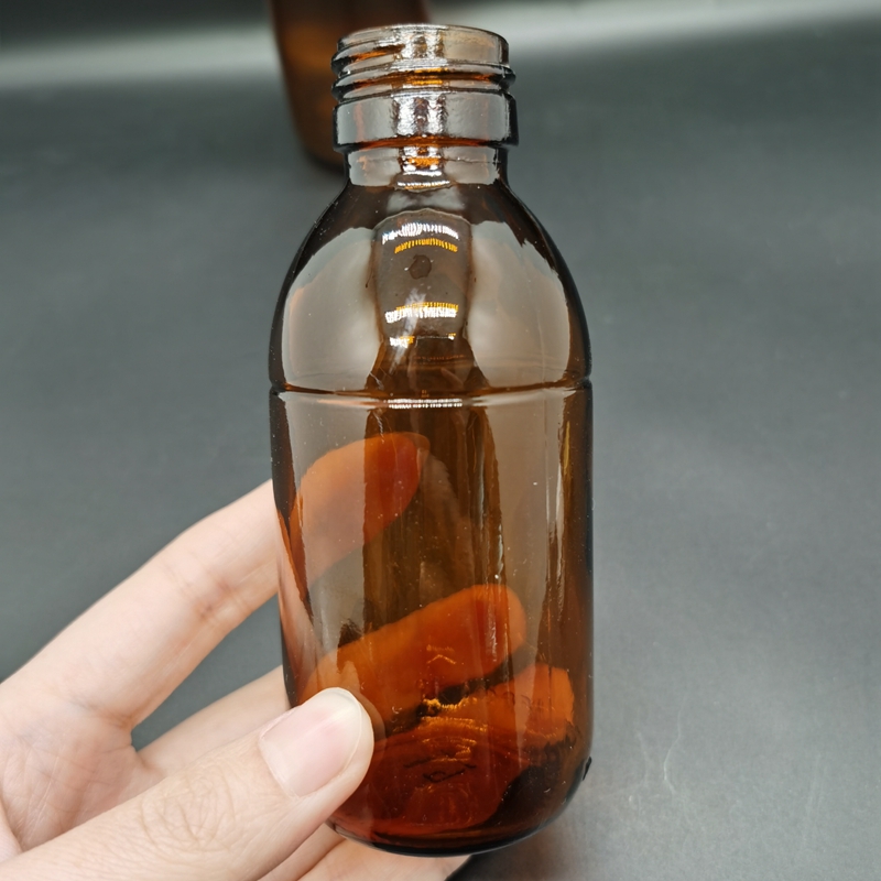 Syrup Oral Liquid Amber Glass Medicine Bottle for Liquid With Proof Aluminium Screw Cap PE Gasket Silicone Stopper