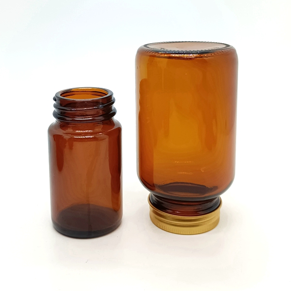 OEM Wide Mouth Amber Capsule Glass Medicine Pill Packaging Bottles With Screen Printing Surface Handling