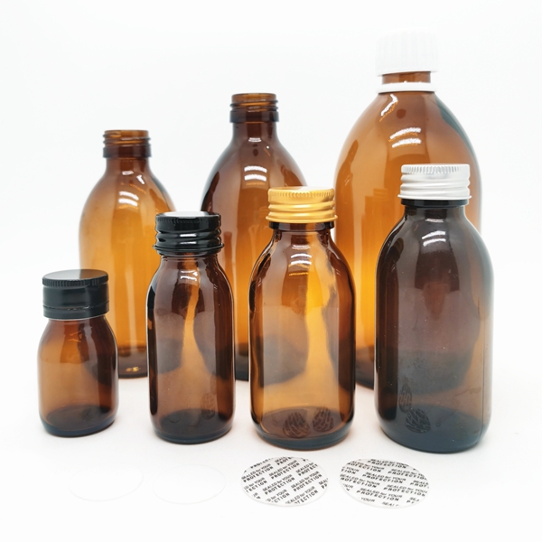China Manufacturers Wholesale Empty Syrup 125ml 200ml 250ml 500ml Empty Original Amber Glass Bottles