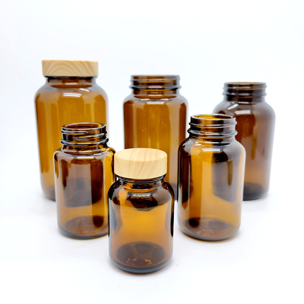 4 Oz. (120 Cc) 5oz 6.75oz 8oz 10oz 13.5oz Amber Glass Packer Vitamin Pill Bottle W/ Metal Cap With Plastisol Liner