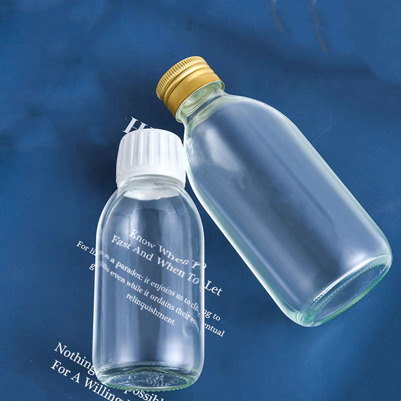 Cough Syrup 30ml 60ml 100ml 150ml 200ml 250ml Clear Round Pharmaceutical Glass Bottle With Plastic Cap