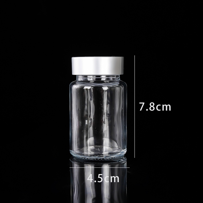 Cheap Price 60cc 100cc 200cc clear Frosted Glass Pill Supplement Capsule Bottle With Aluminum Lid Safety Seal
