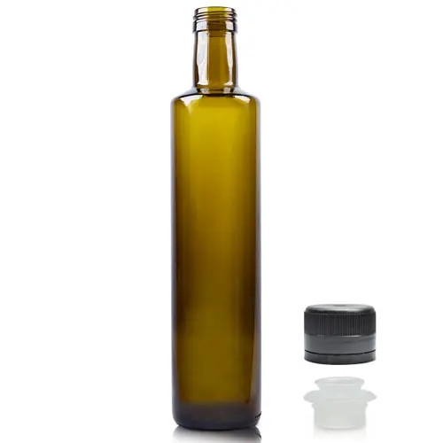 Bulk 100ml 250ml 500ml 750ml 1L Round Clear Marasca Packaging Cooking Olive Oil Bottles With Plastic Cap Seal Shrink Wrap