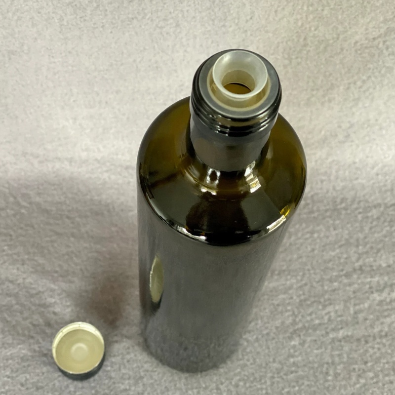 Factory Produced Luxury Dark Amber Round Empty Cooking Olive Oil Glass Bottle with Lid