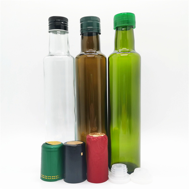 Pop up Aluminum Cap Extra Virgin Olive Oil Bottle 750 mL  Dorica Glass Bottle 750ml 25 oz Antique Green Glass Bottle