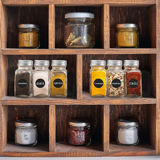 Wholesale Empty Square Spice Containers 4oz 6oz square Glass Spice Jars With Airtight Metal Lids Shaker Tops