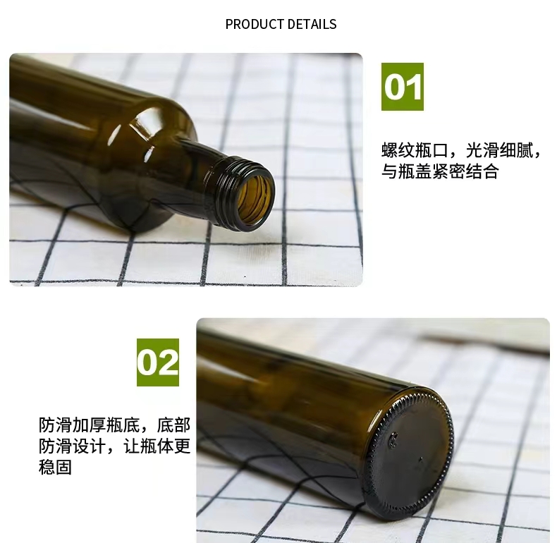 Screw Cap 250ml 17oz 500ml 750ml Transparent Empty Square Oil Cruet Glass Vinegar Olive Oil Dispenser Bottle