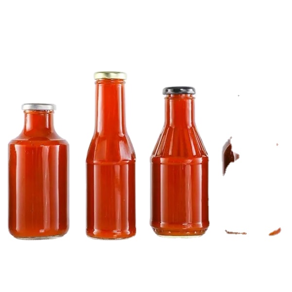 Wholesale Empty 8OZ 12oz Hot Sauce Chilli Glass Bottle for Salad Dressing Tomato Sauce Ketchup Bottle With Plastic Lids