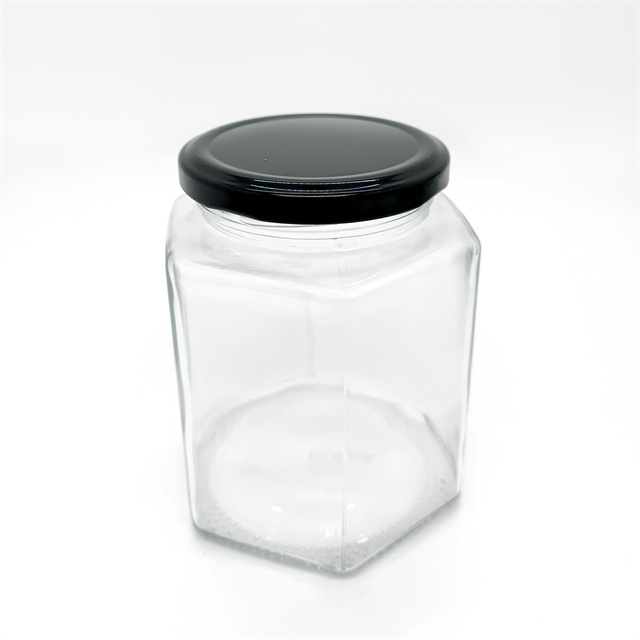 1.5oz 2oz 45ml 60ml Hexagonal Honey Storage Glass Spcie Jar With Metal Lids