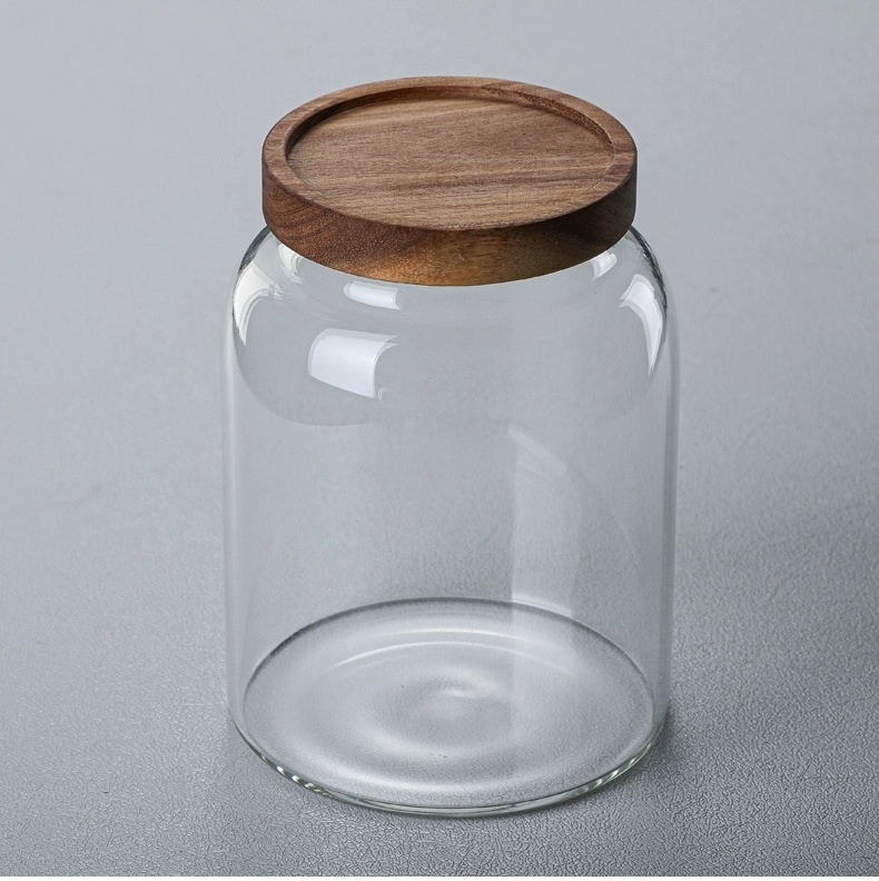 Round Large Storage Glass Storage Tank Dry Fruit Food Bottle Seal Bamboo Cover Custom L High Borosilicate Wholesale