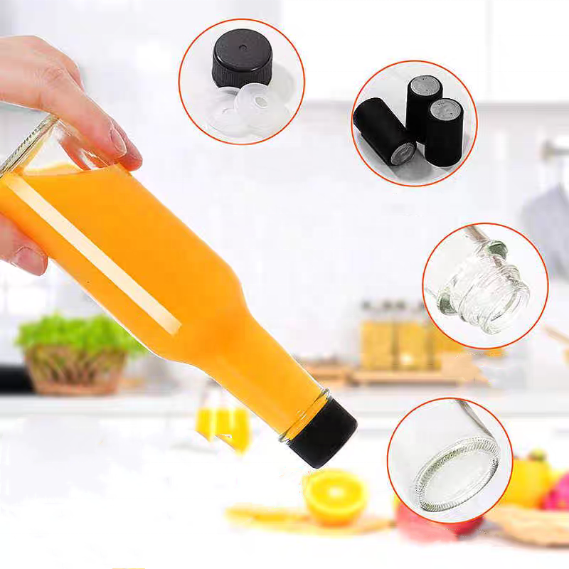 Empty Hot Sauce Soy Chili Sauce Glass Bottle Clear Packaging Bottle for Hot Tomatoes Sauce 250ml 8 oz Glass Woozy Bottles