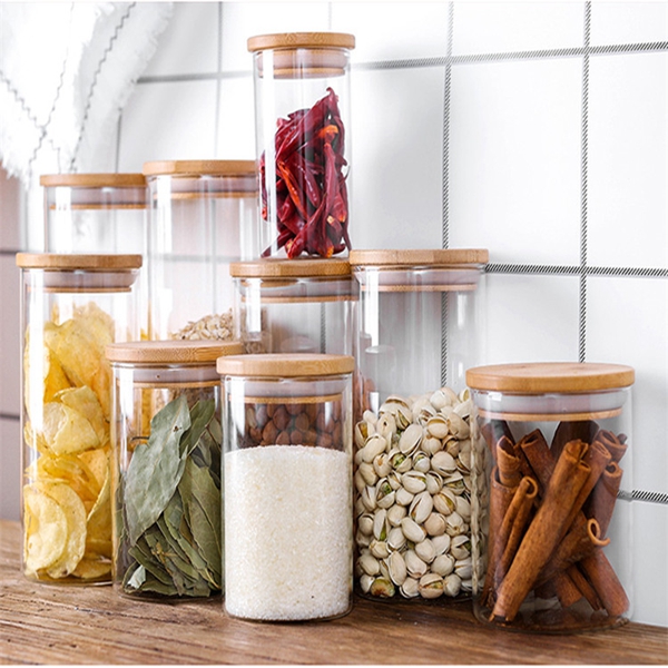 12pcs Eco-friendly Feature Borosilicate Airtight Clear Glass Storage Jar Sets