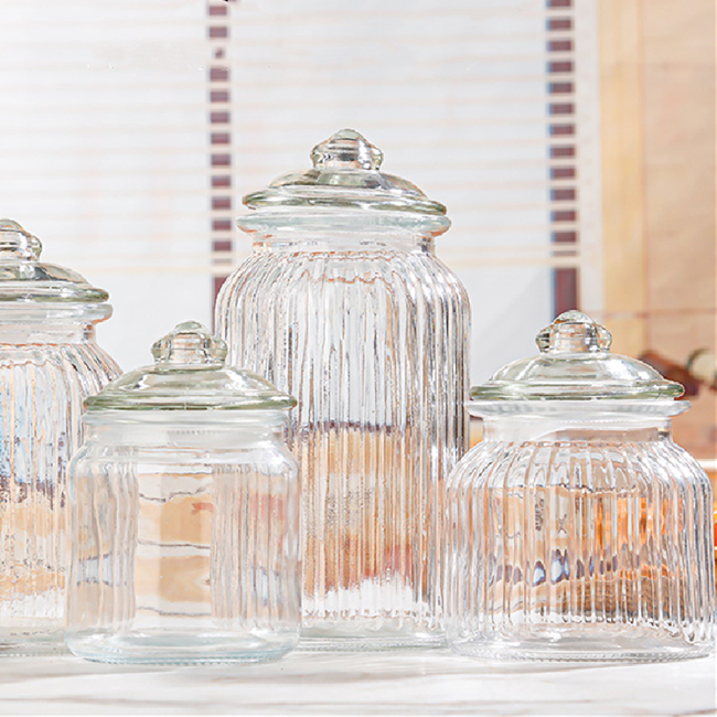 Economy Glass Bottles for Wholesale 230 ML to 650 ML Transparent Sealed Jars Household Use for Pickles and Grains Storage